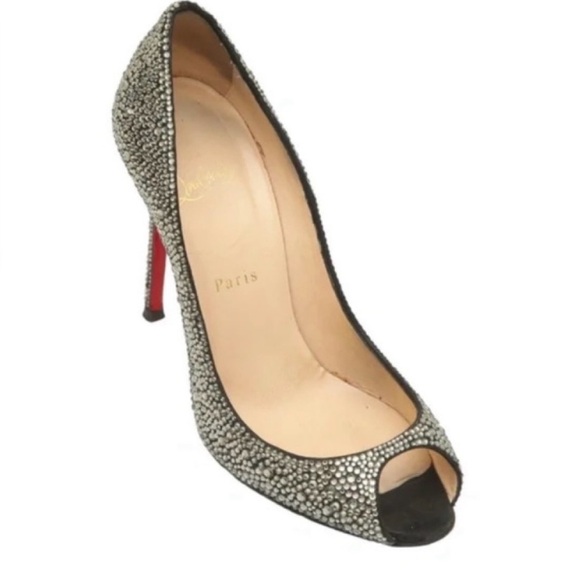 Christian Louboutin Red Bottoms Pump Crystal Suede Sexy Strass
Peep Toe - Picture 1 of 7